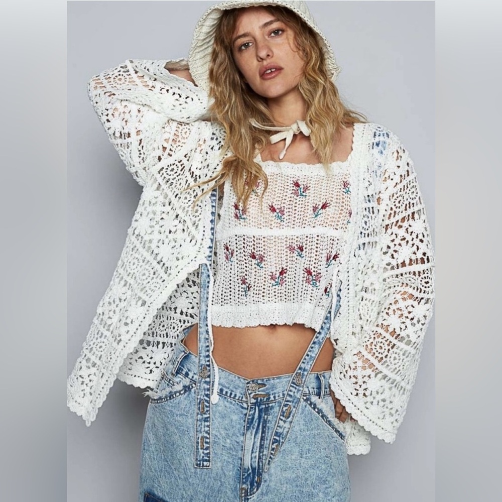 NWOT POL Crochet Cardigan